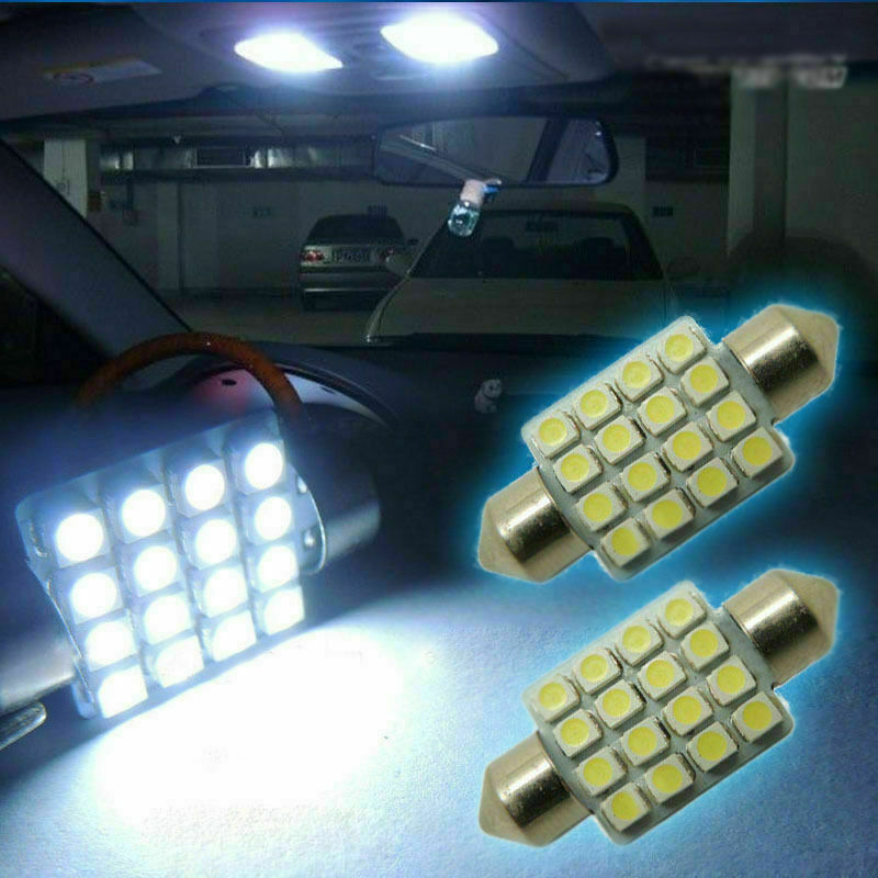 20Pcs White 16-SMD 1.50" 36mm 6418 C5W LED Bulbs For Car License Plate Light