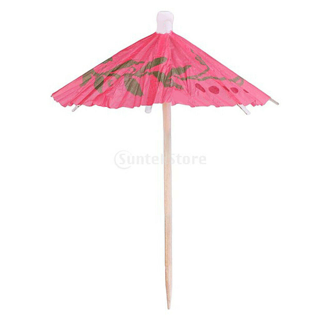 50x Colorful Tropical Hawaiian Parasol Umbrella Cocktail Party Drinks Picks