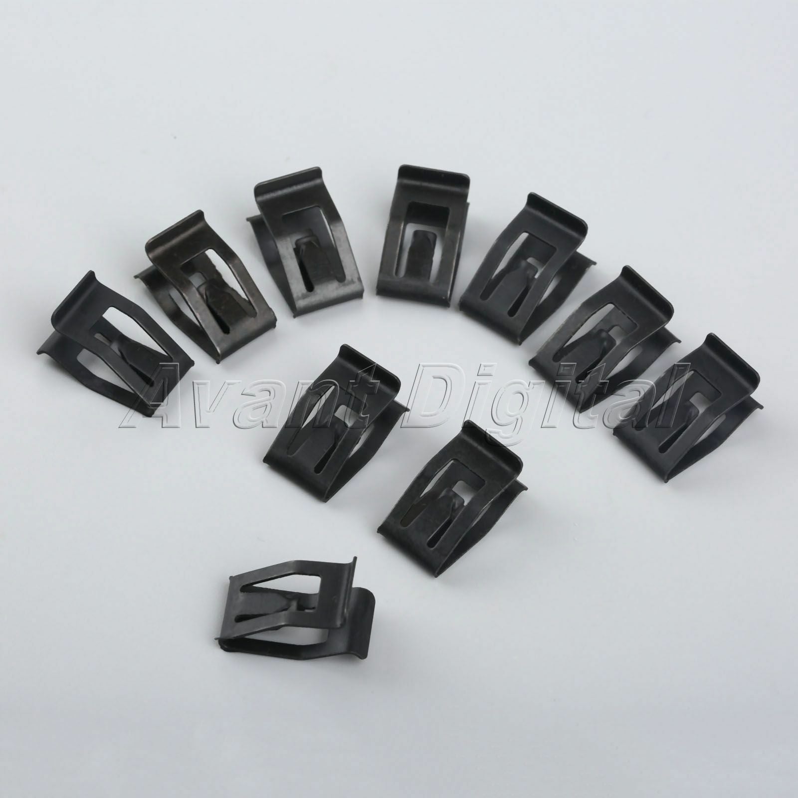 Universal Auto Car Front Console Dash Dashboard Trim Metal Retainer Black 10Pcs