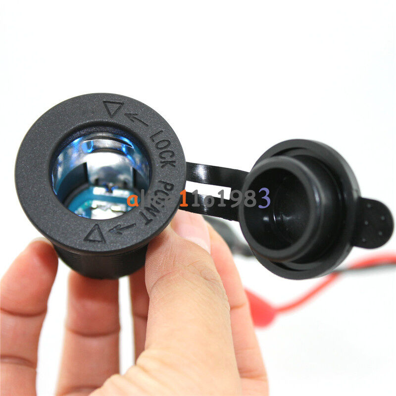 12V-24V Motorcar Lighter Duct Power Supply Jack Waterproof Cover Plug 60cm Cable