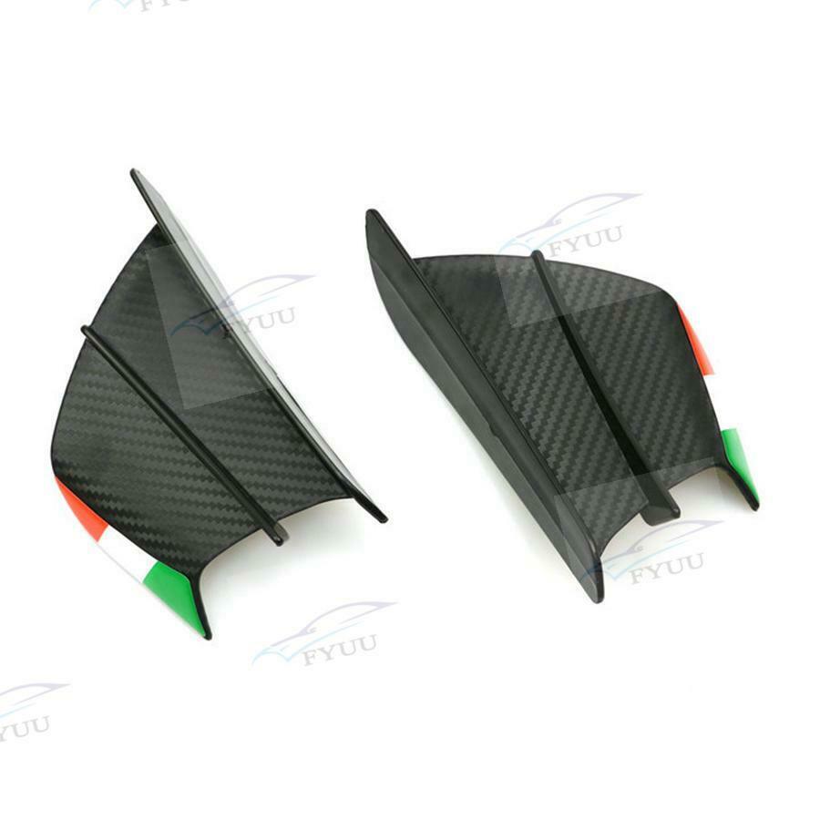 Pair Matte Carbon Fiber Look Winglets Wind Fin Spoiler Trim Cover Air Deflector