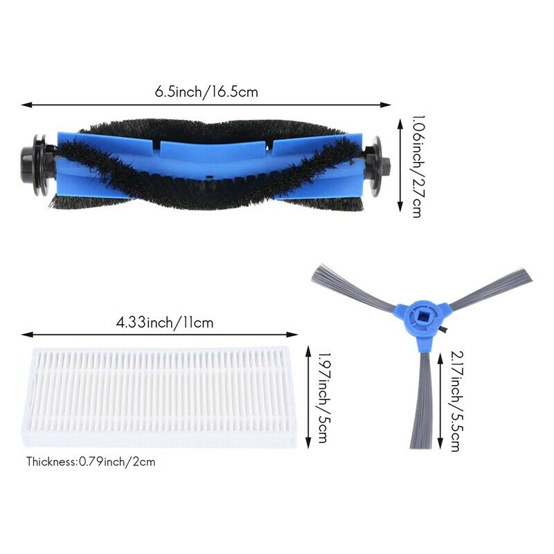 Hepa Filter Kit Side Brush Set for Eufy Robovac 30 Room Cleaning Irobot Parts R9