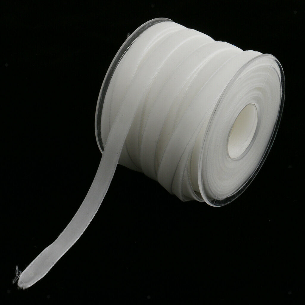 20 Yard 10mm Wide Velvet Ribbon Roll Sewing DIY Decor for Craft White