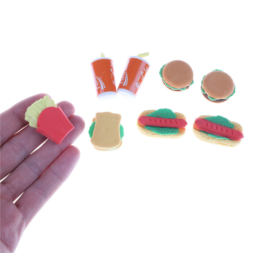 8PCS Plastic Children Kids Hamburger Chips Cola Food Pretend Role Play Set TDD