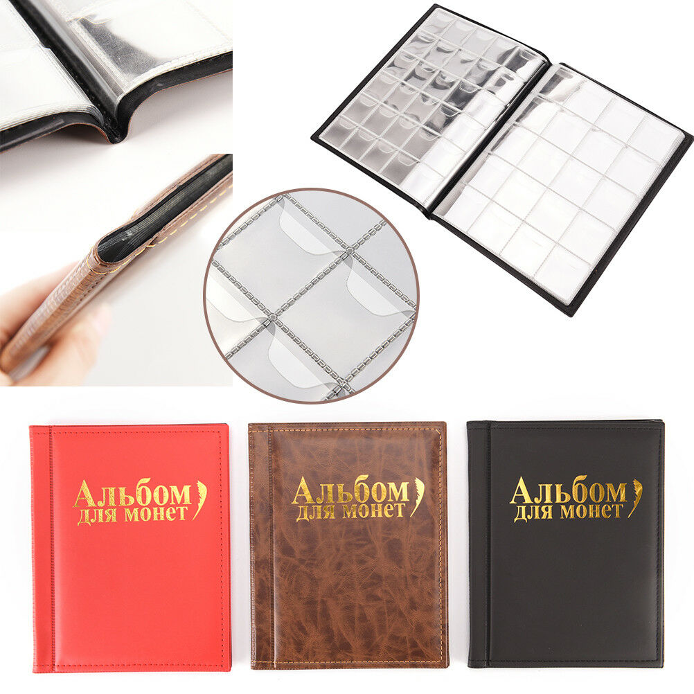 250 pockets pu world coin tokens banknotes collection storage album book red  Tt