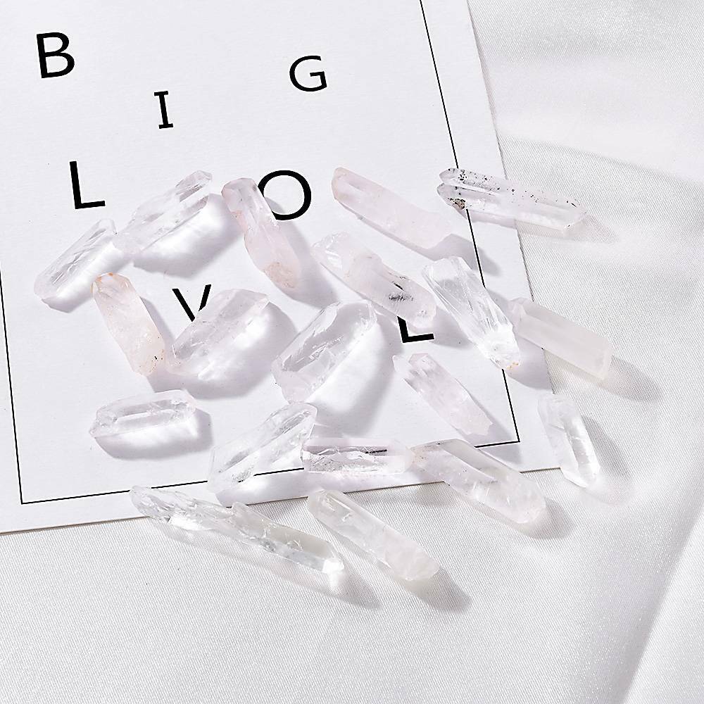 US 100% Natural Crystal White Quartz Small Points Terminated Wand Specimen 50g ~