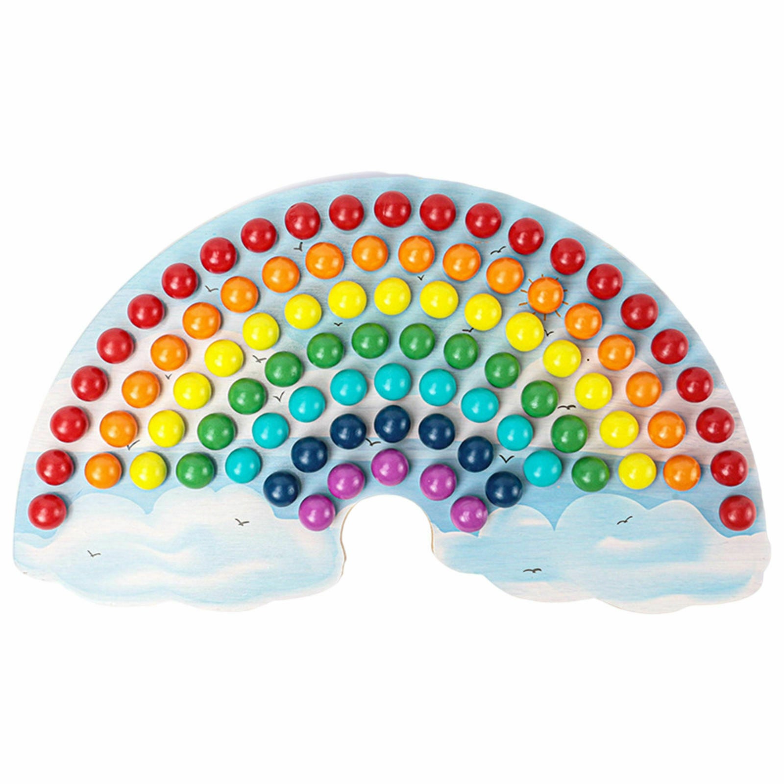 Kids Wooden Board Beading Game Puzzle Preschool Color Matching Learning Toys