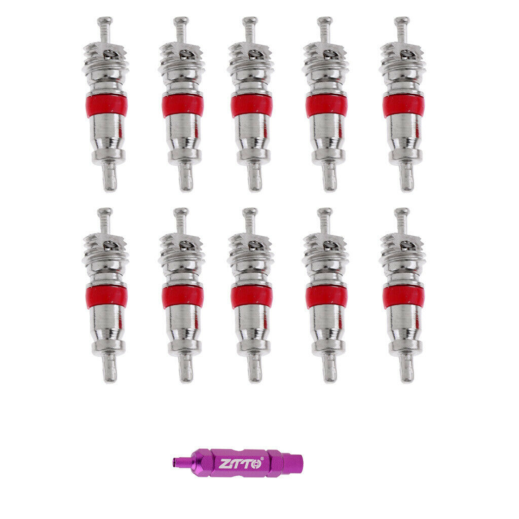 Presta Schrader Valve Core Remover Installer Bike Wheel Repair + 10Pcs Schrader