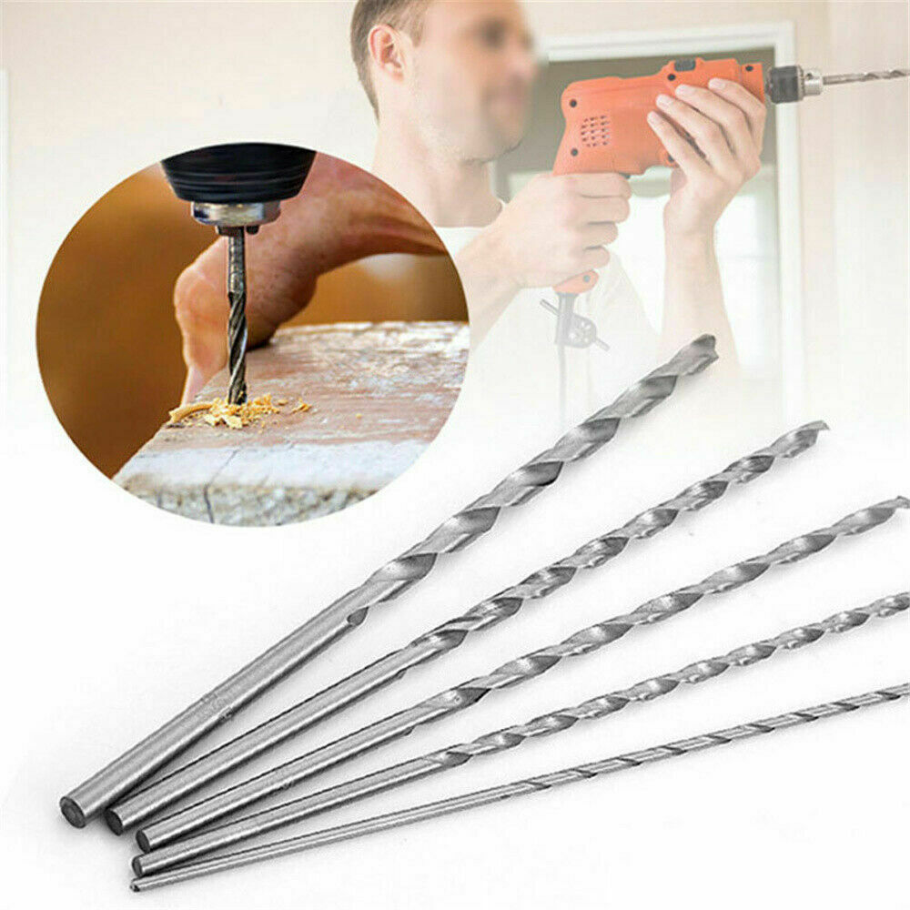 5x 160mm High Speed Steel Extra Long Twist Drill Bits Tool For Metal Drilling