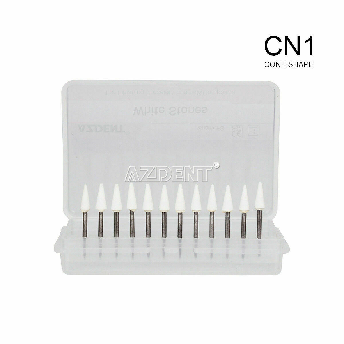 20X AZDENT Dental Polishing FG Burs Abrasion Cone White Stone CN1 Points Burs