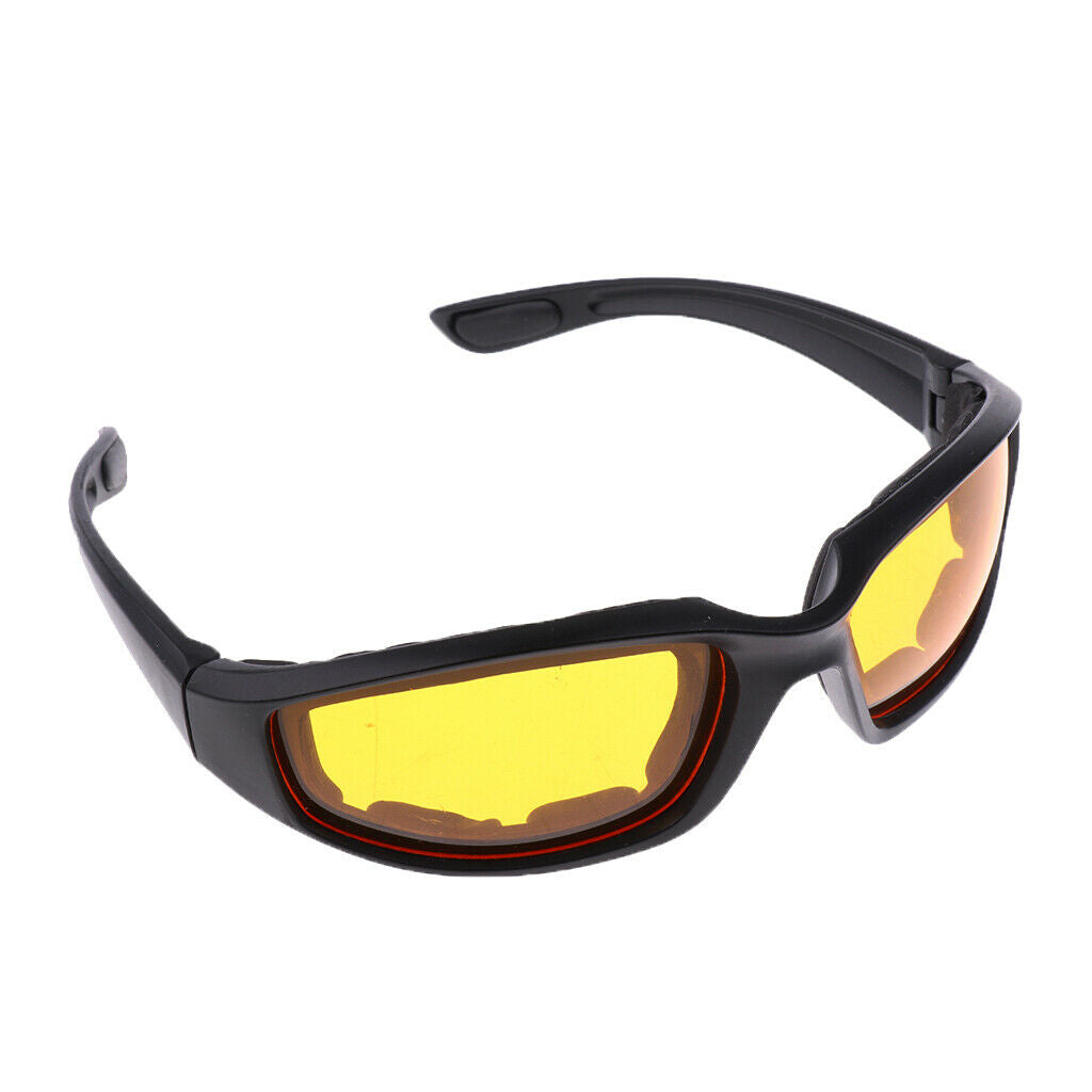 Padded Foam Wind Resistant Sunglasses Motorcycle Riding Glasses Yellow
