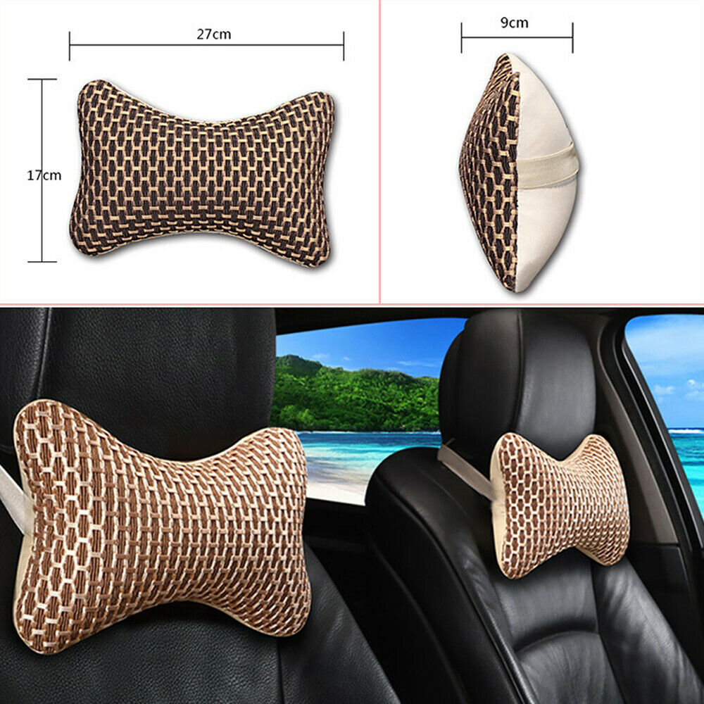 2PCS Summer Ice Silk Car Pillows Headrest Neck Cushion Support Pad Relaxing