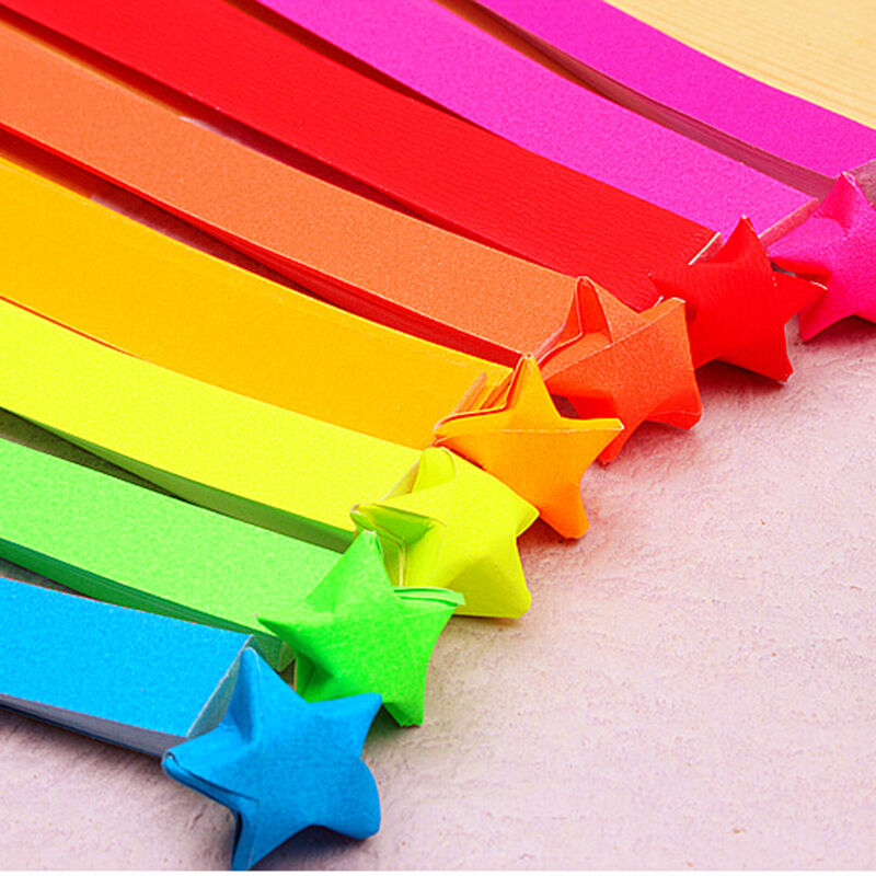 80pcs Funny Origami Lucky Star Paper Strips Folding Paper Ribbons Colors .l8