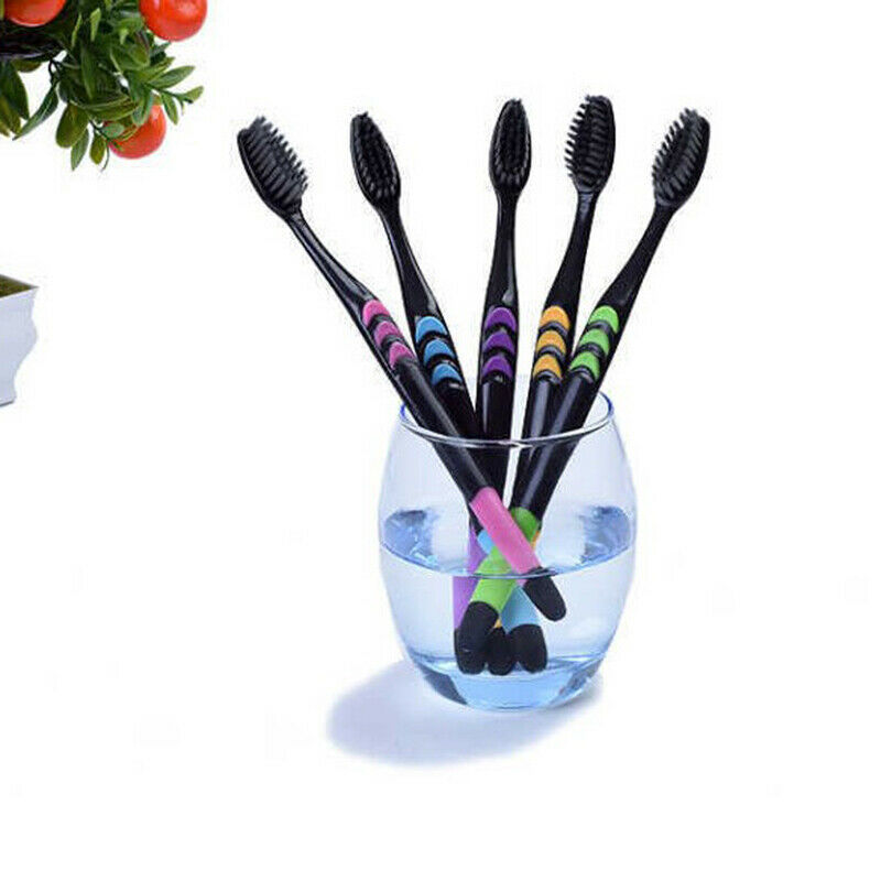 10 Pieces Bamboo Toothbrush Soft Tooth Brush Charcoal Adults Toothbrush.l8