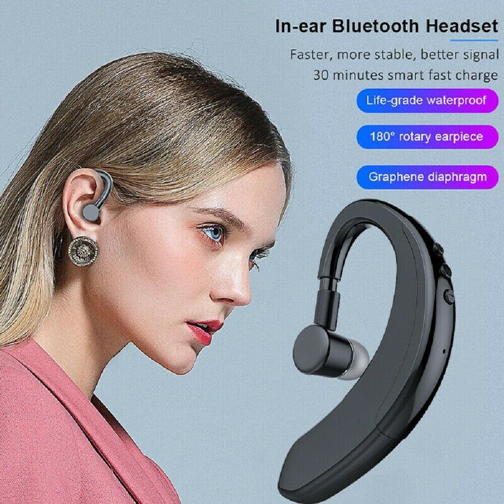 Bluetooth Headset Handsfree Wireless Earpiece Waterproof Earphone Stereo Earbuds