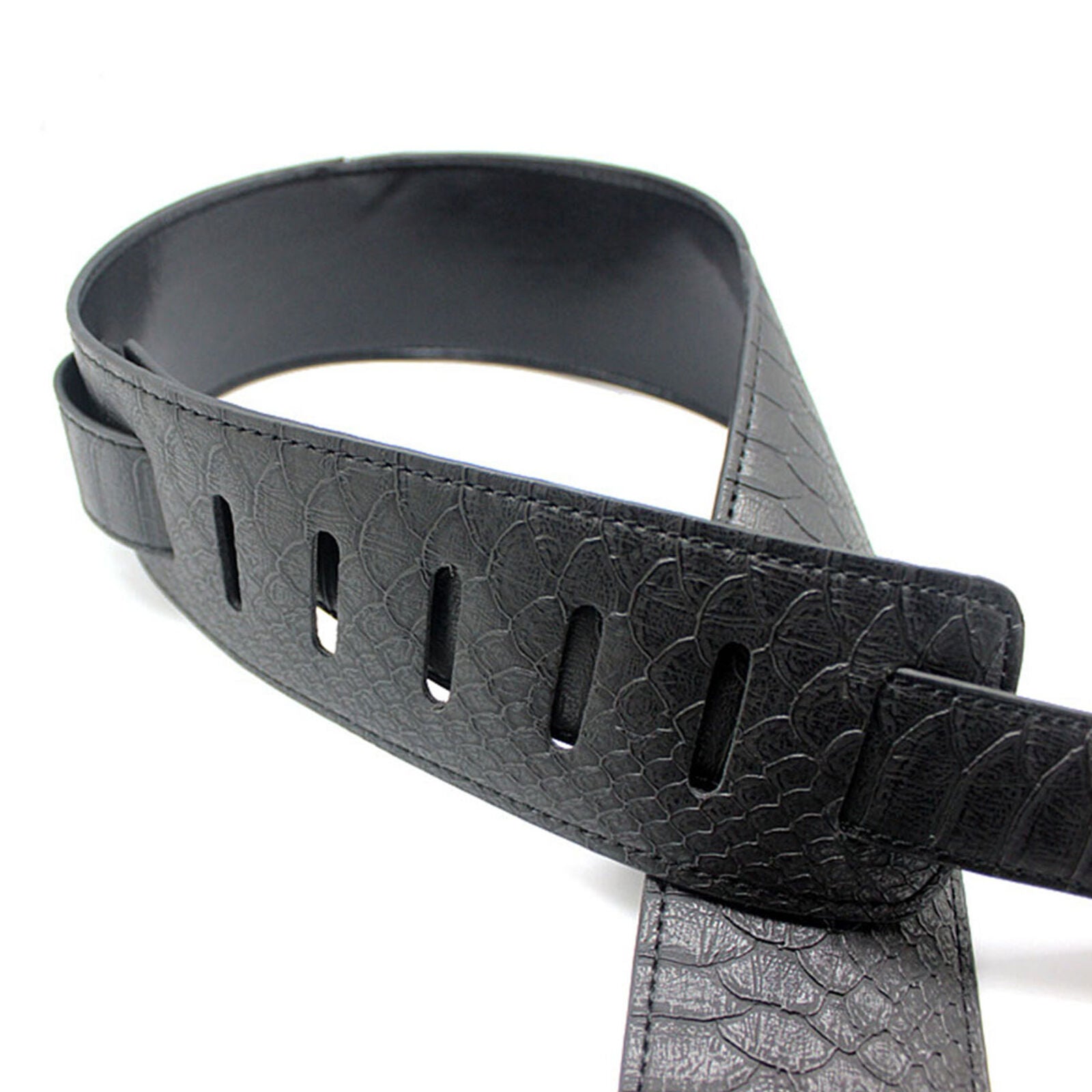 Adjustable Soft Leather Thick Strap for Electric Acoustic Guitar Bass Black