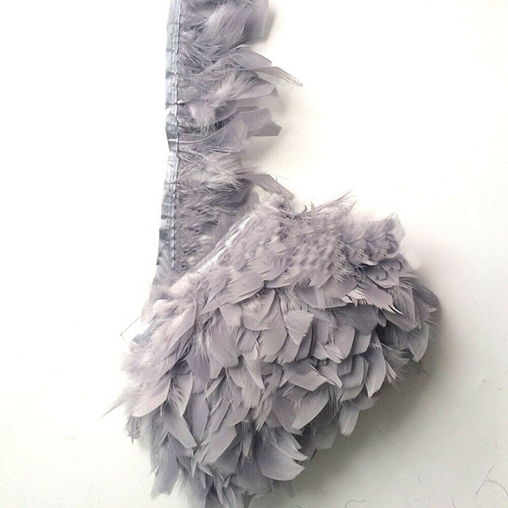 1M Turkey Feather Trim Clothing Wedding Dress Sewing Edge Craft DIY Accessories