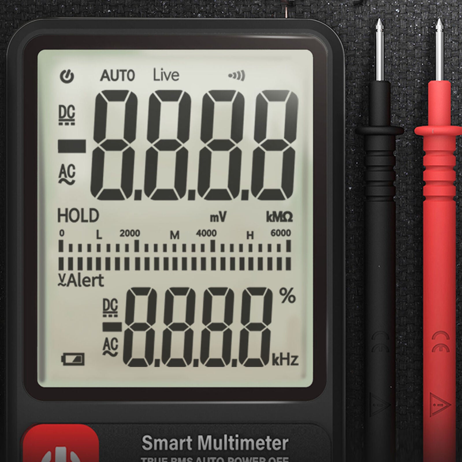 AC/DC LCD Digital Smart Multimeter True RMS Auto Measuring Volt Ammeter Tester