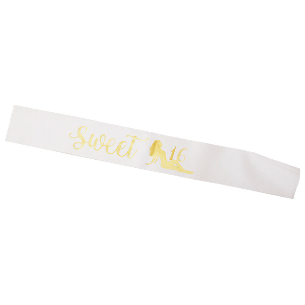 Sweet - Birthday Girl Glitter Sash Party Supplies White underside