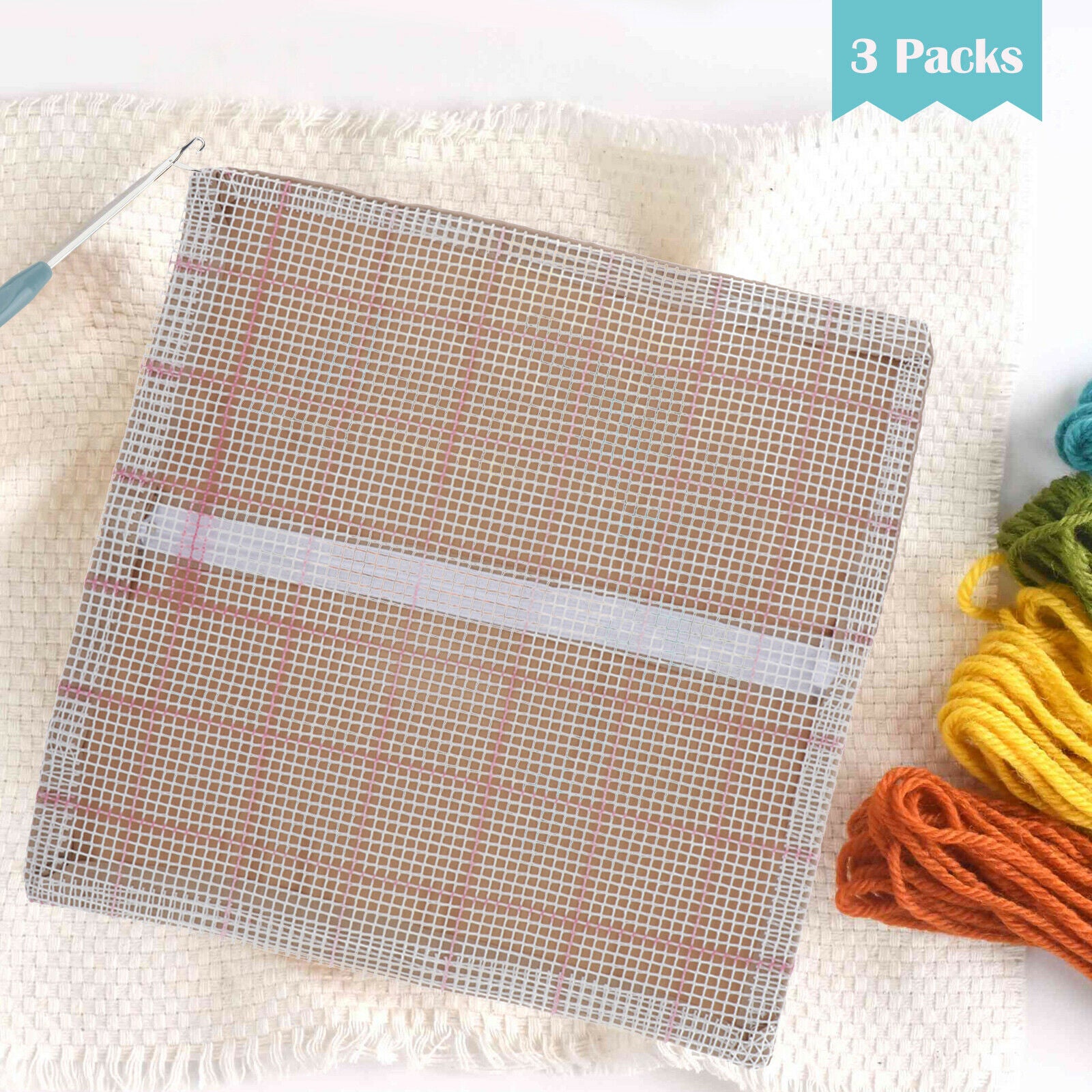 3Pcs Blank Latch Hooking Pillowcase Sofa Cushions Mat Needlework Making