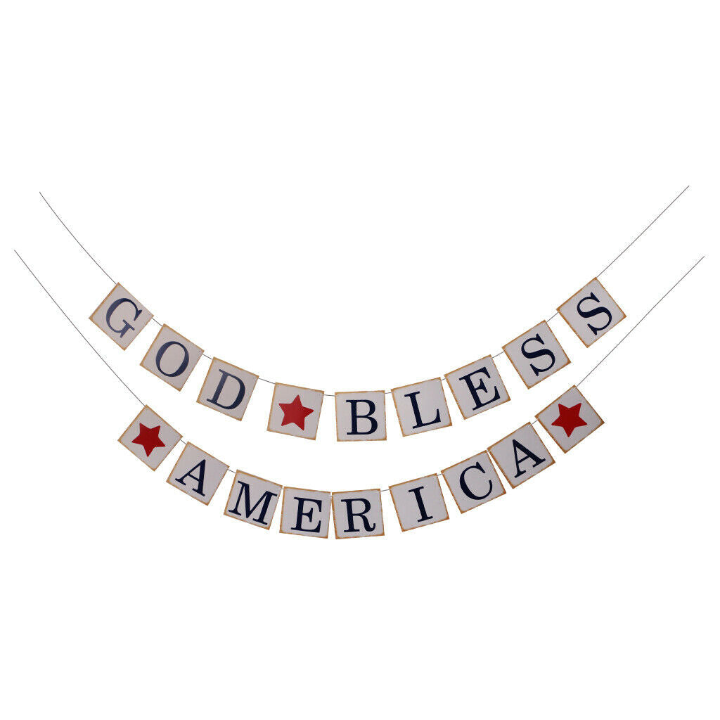 God Bless American Banner Celebration USA Party Patriotic July 4th Decor