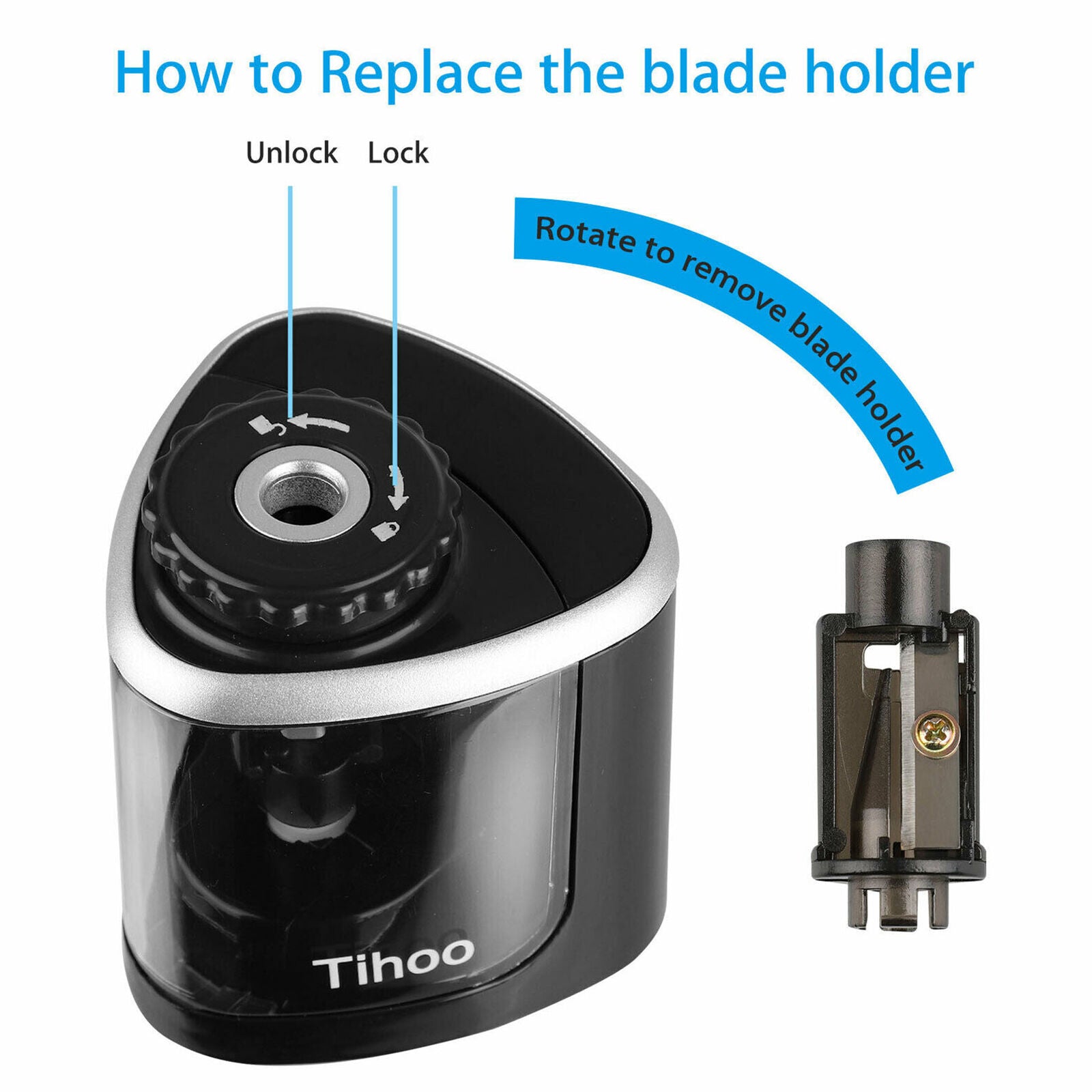 Classroom Electric Pencil Sharpener Battery Powered Auto School Office Portable
