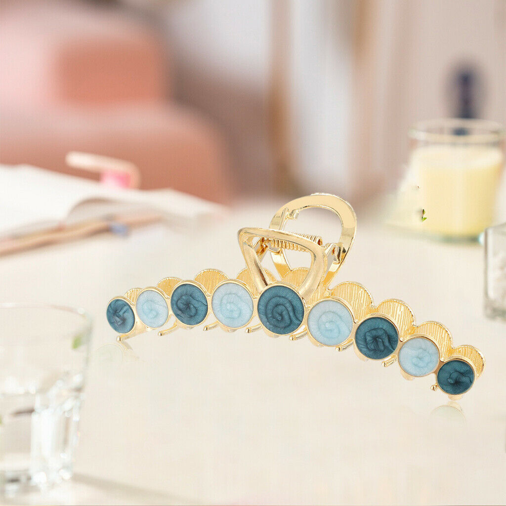 Women Alloy Hair Claw Clip Crystal Hair Jaw Paw Hair Clasps Light Blue Green