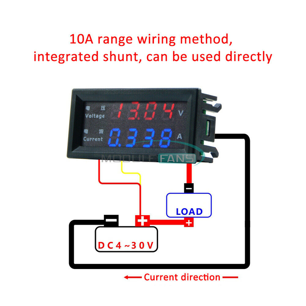 DC0-100V 10A Dual Display Voltage Current Power Meter Ammeter M4430 4-digit LED