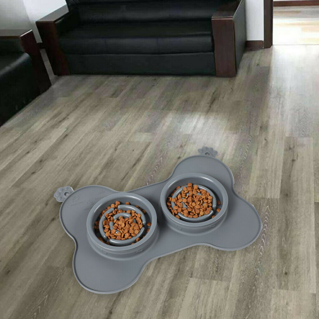 Dog Cat Bowls Detachable Slow Feeder Bowl Puppy Cats Kitten Bowl Dish Gray S