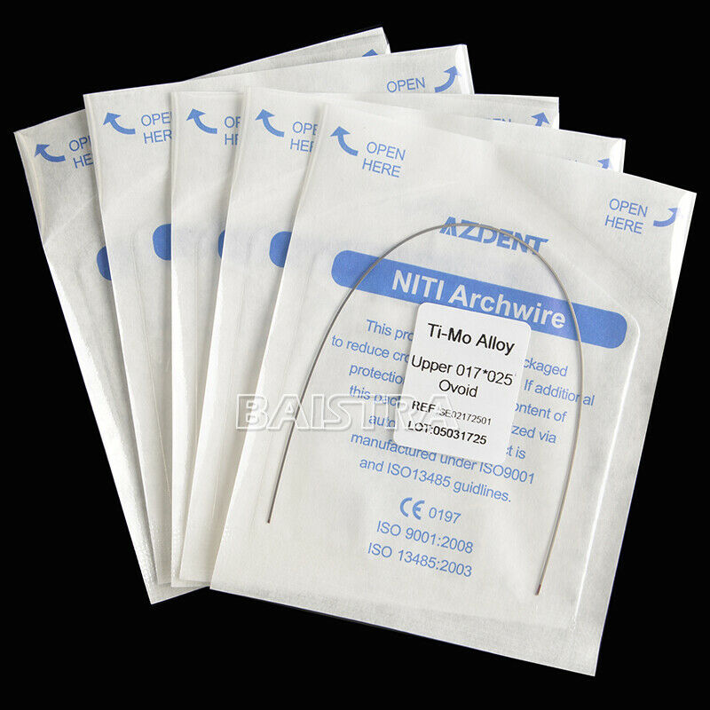 200X Dental Orthodontic Beta TMA Titanium Molybdenum Alloy Arch Wire 17X25 Upper