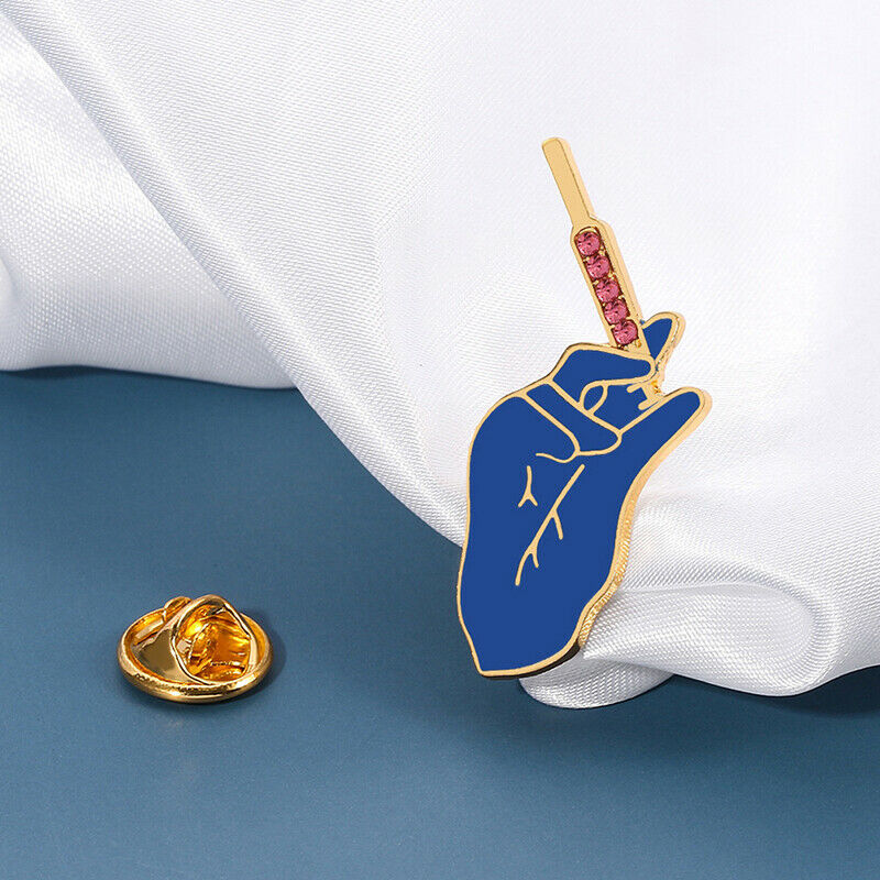 Enamel Metal Blue Brooch Doctors Nurses Gift Crystal Lapel Pins Ladies Jewel Tt