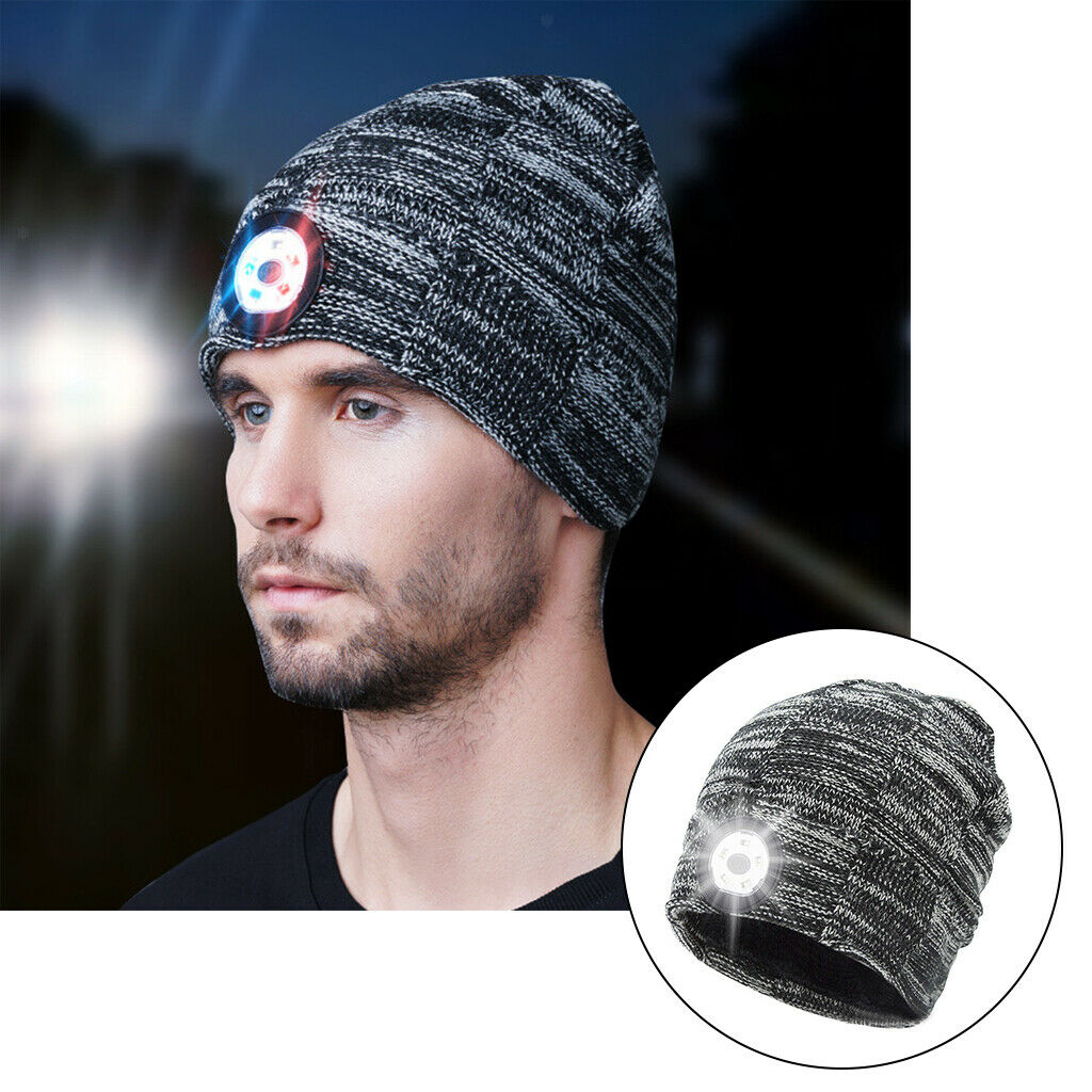 Warm Winter Autumn LED Head Headlamp Headlight Beanie Hat for Women Men Teen