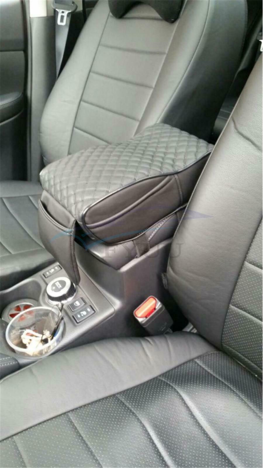 Universal Car Armrest Box Mat PU Leather Armrest Pad Armrest Top Mat Liner Black
