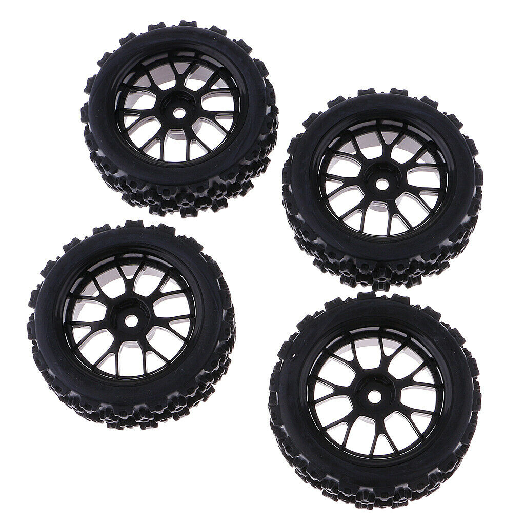4x Rubber Tires Tyres Wheel Rim For 1/10 Scale HSP HPI RC Rally Car Accs