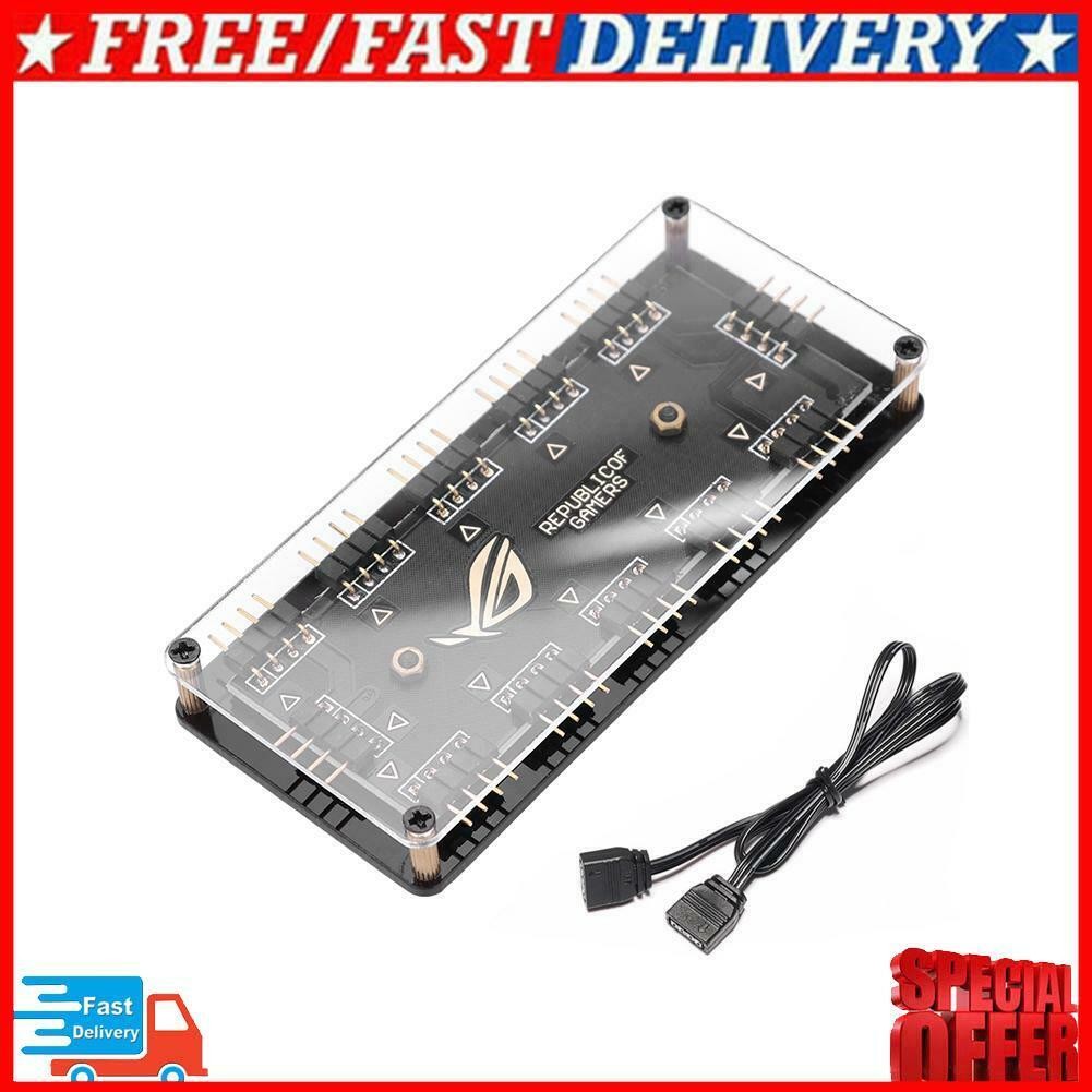 12V 4Pin 1 To 10 RGB Fan HUB PC LED Strip Light Cooler Splitter for AURA MSI