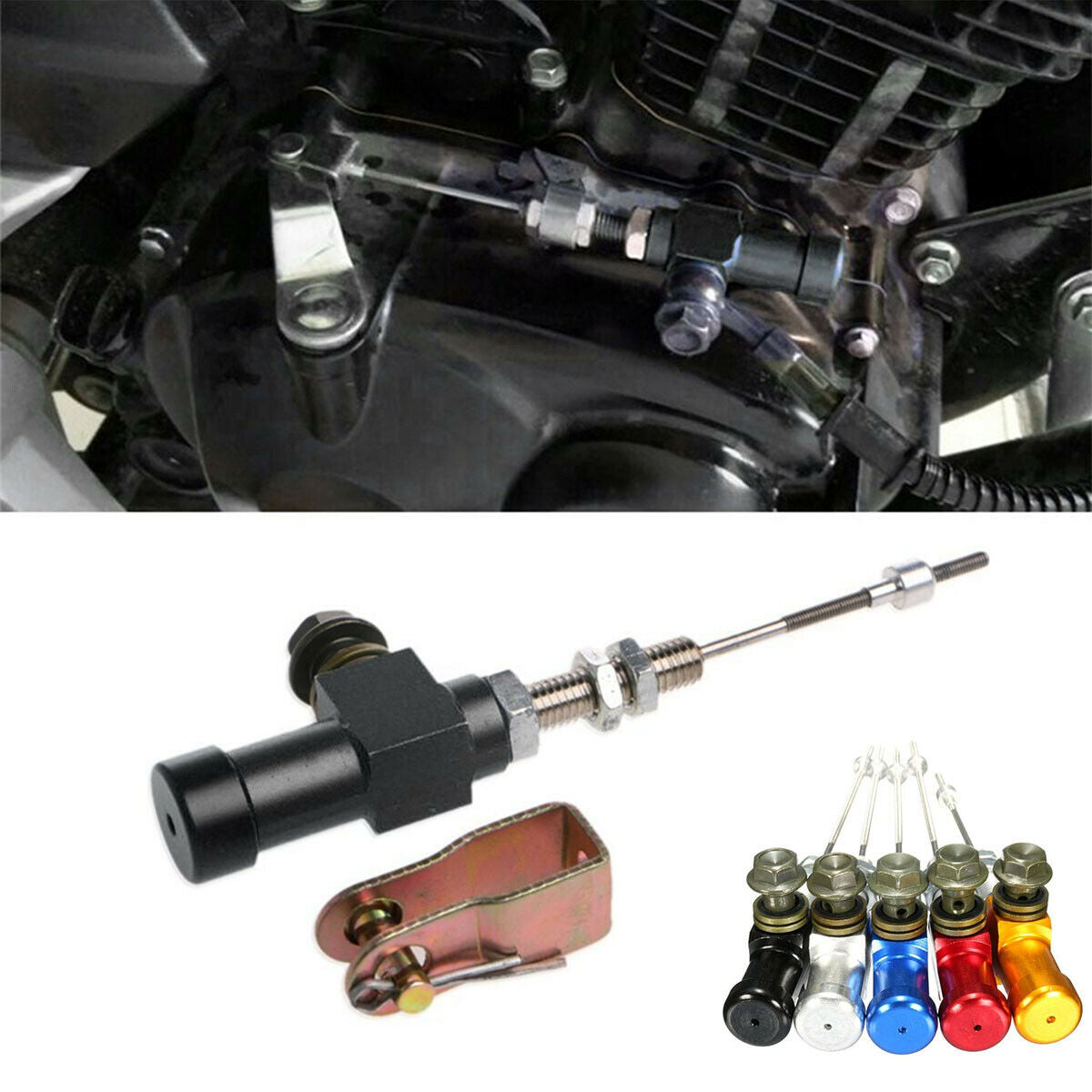 M10x1.25mm Motorcycle Hydraulic Clutch Master Cylinder Rod Brake Pump black