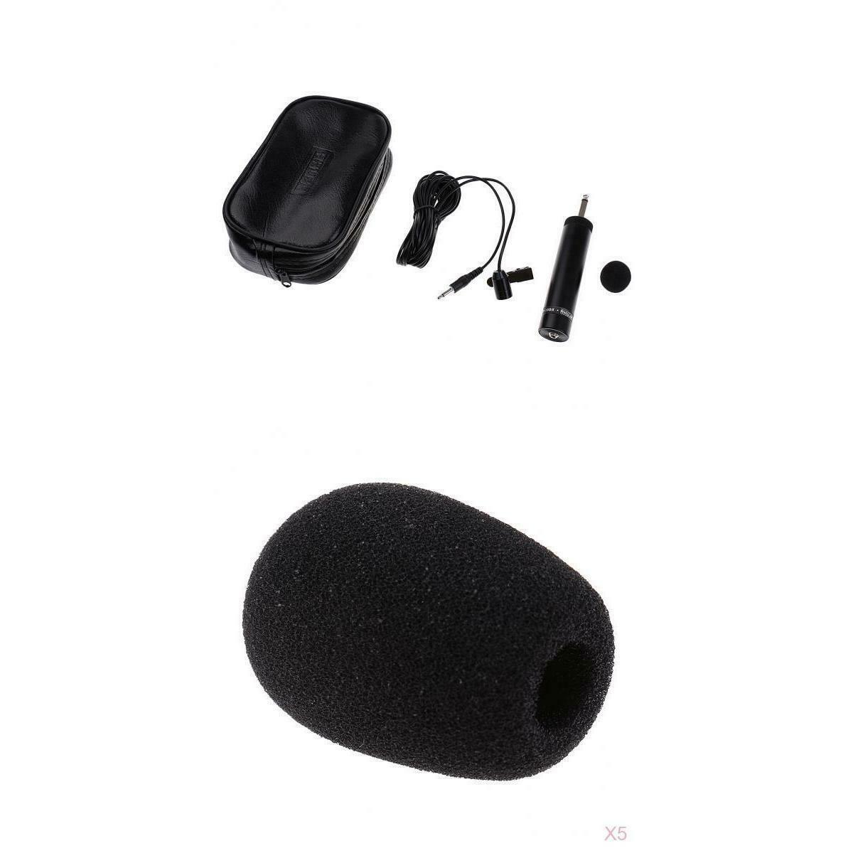 Lavalier Clip-on Instruments Microphone Condenser Mic+5pcs Microphone Foam