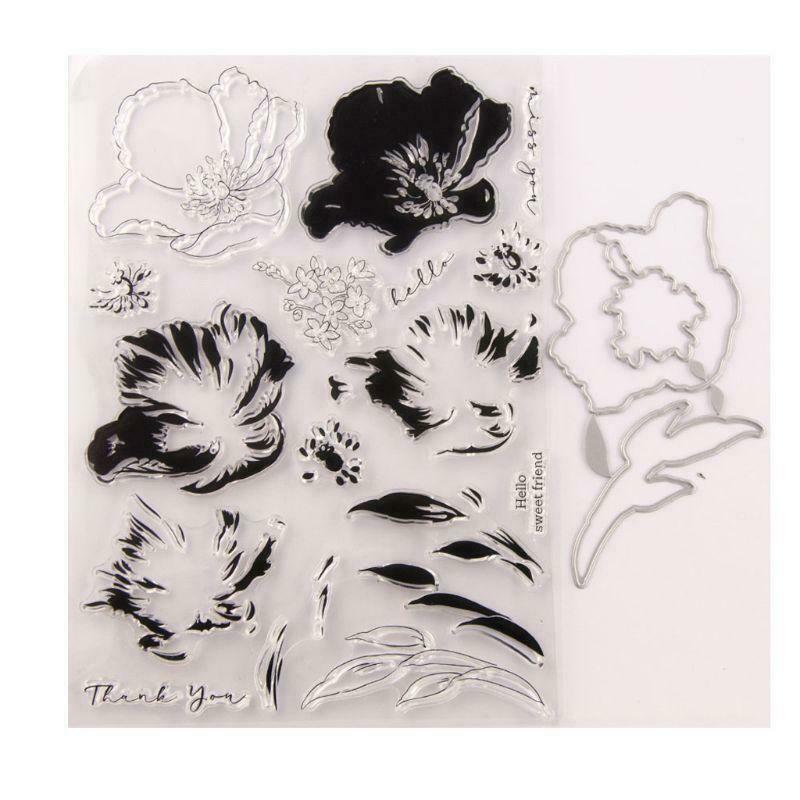 Thank You Flower Clear Stamp + Cutting Dies Stencil DIY Scrapbooking Embossing