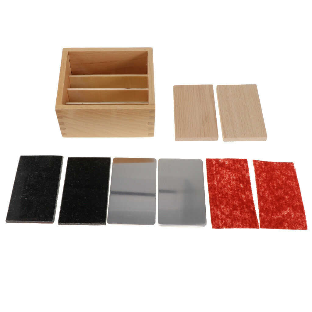Montessori Sensorial Material Thermic Tactile Sense Tablets in Wooden Box