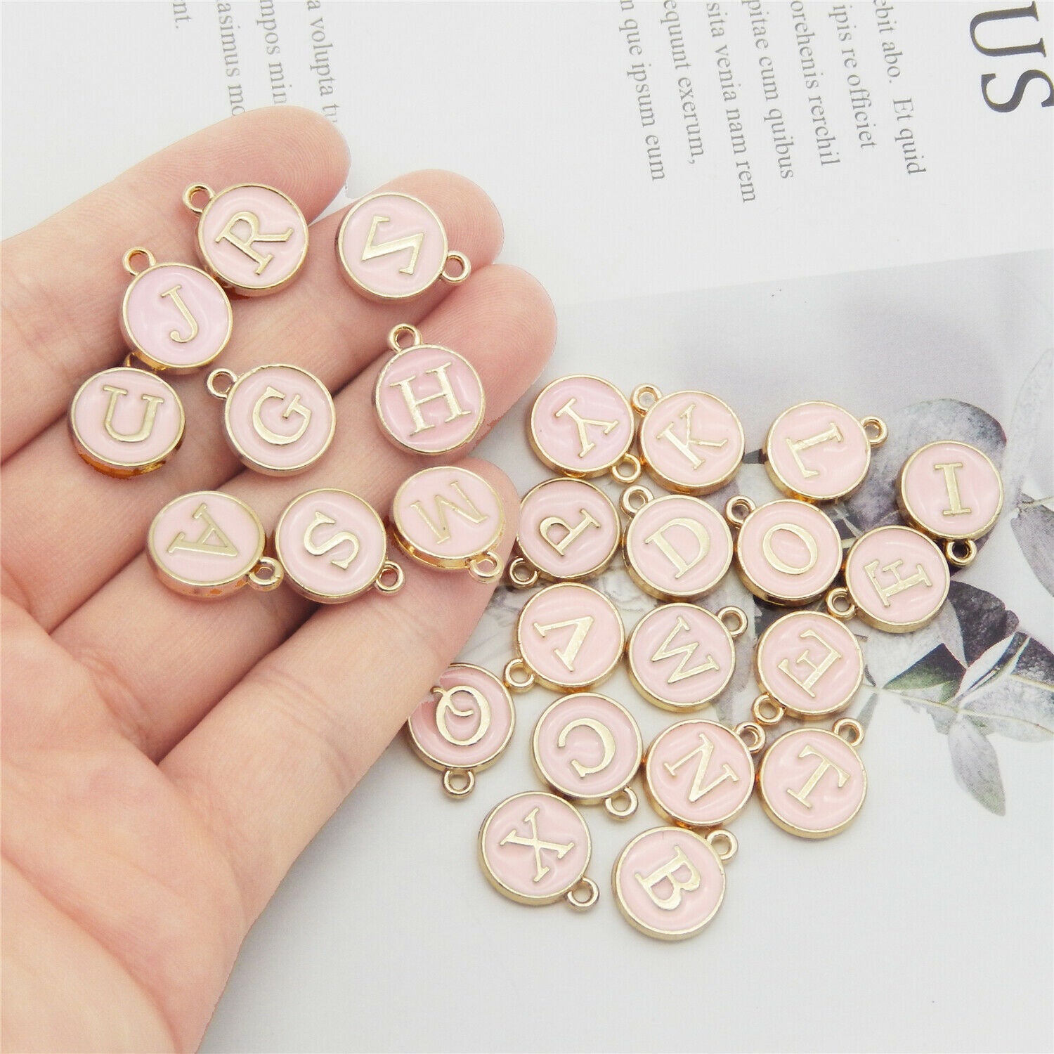 26pcs Enamel Plated Alloy A-Z Letters Alphabet Pendant Charms DIY Findings Craft