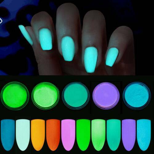 12 Colors/Set Acrylic Fluorescent Powder Glow In the Dark Manicure Nail Pigment