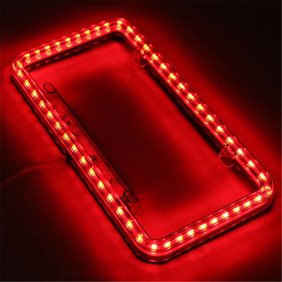Universal 12V White 54 LED Light Car Front Rear Number License Plate Frame Cover