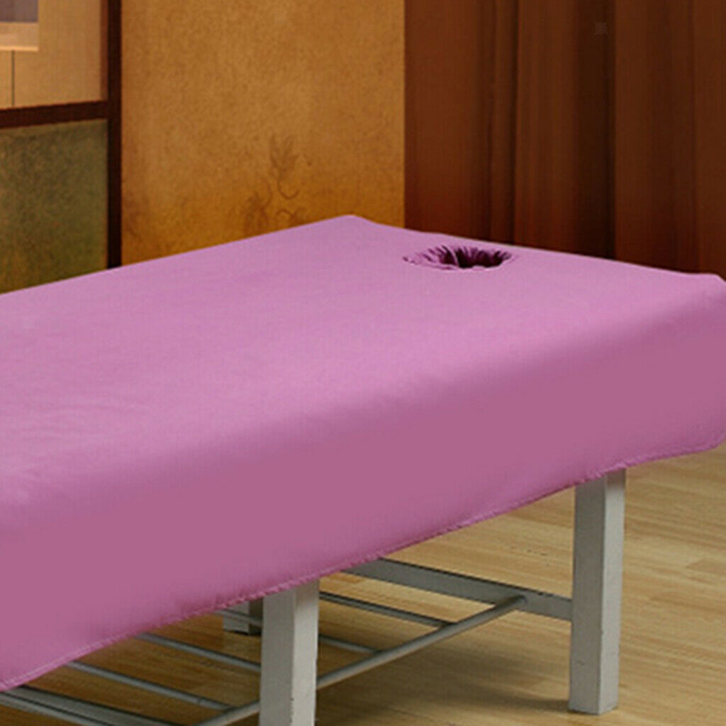 Pack of 2 Professional Cosmetic Salon Sheets Bed Table Cover White+ Purple