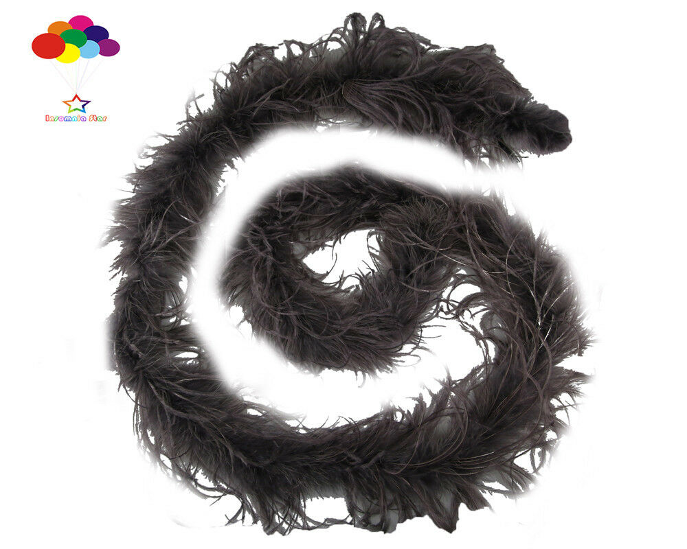 2 M Ostrich feather strip Trim boa Dyed warm gray carnival Diy costume headress