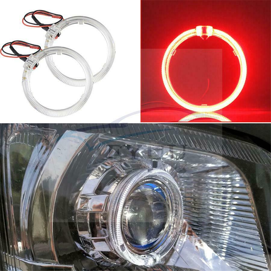2pcs Red 2.5" LED Light Guide Angel Eyes Halo Rings for Car Headlights Retrofit