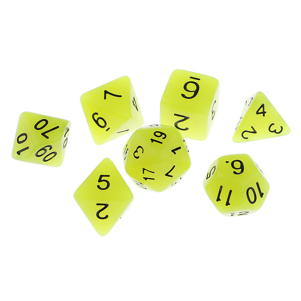 14 Pieces Multi-sided Dice Glow in the Dark for Party Bar Game Accessory
