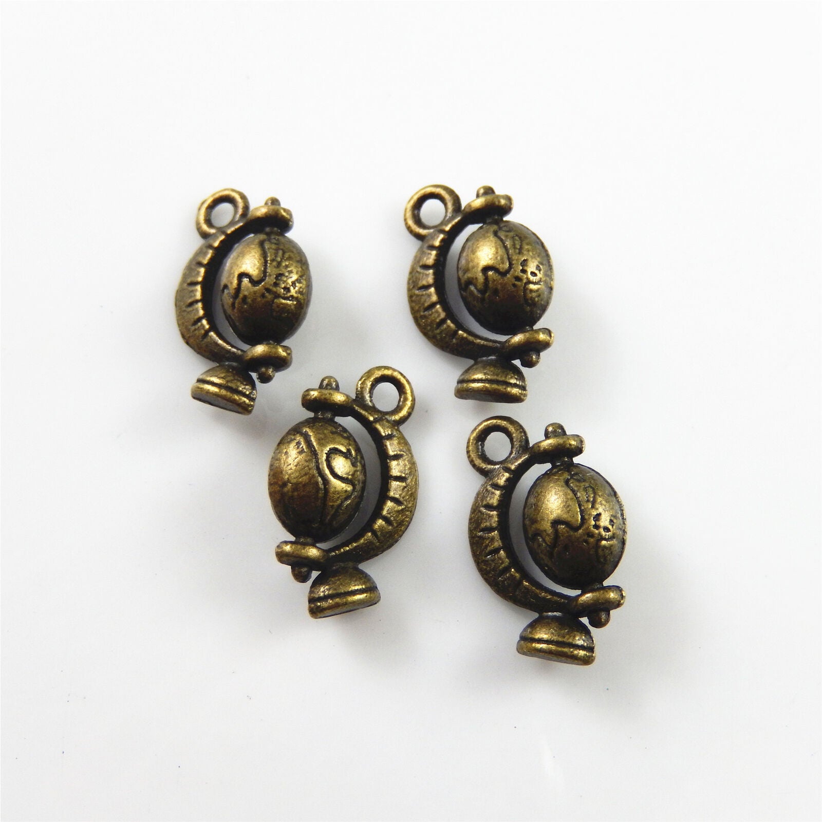 20 pcs Antiqued Bronze Globe Charm Alloy Drop Dangle Pendant Findings 16*12*8mm