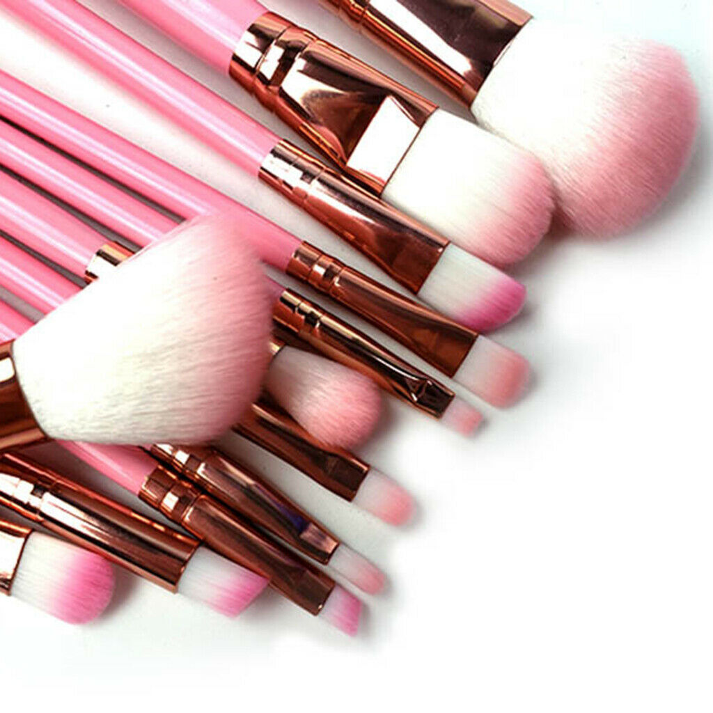 12 Pieces Eye Nose Face Makeup Brushes Blush Powder Foundation Brush Pink
