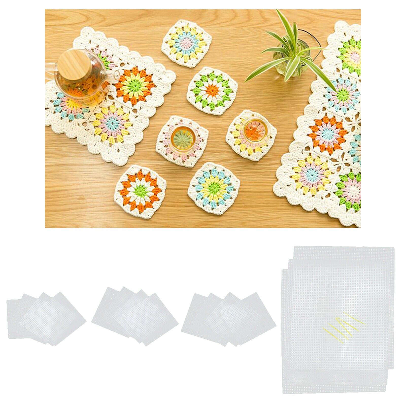 20Pcs Square Rectangle Plastic Canvas Sheets Kit for Embroidery Cross Stitch