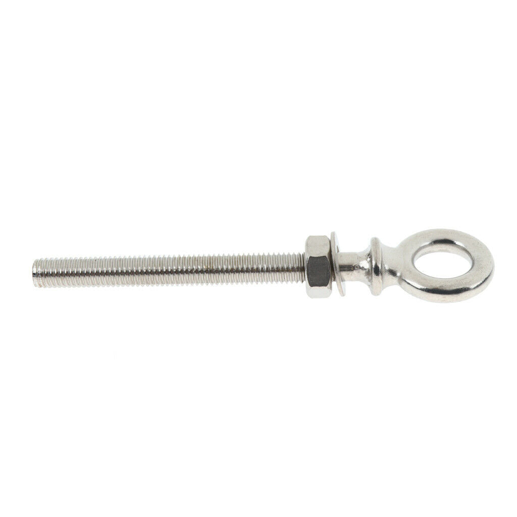 2Pcs M10 100mm Stainless Steel Eye Bolt Shade Sail Boat Roof Rack Bolt Nut